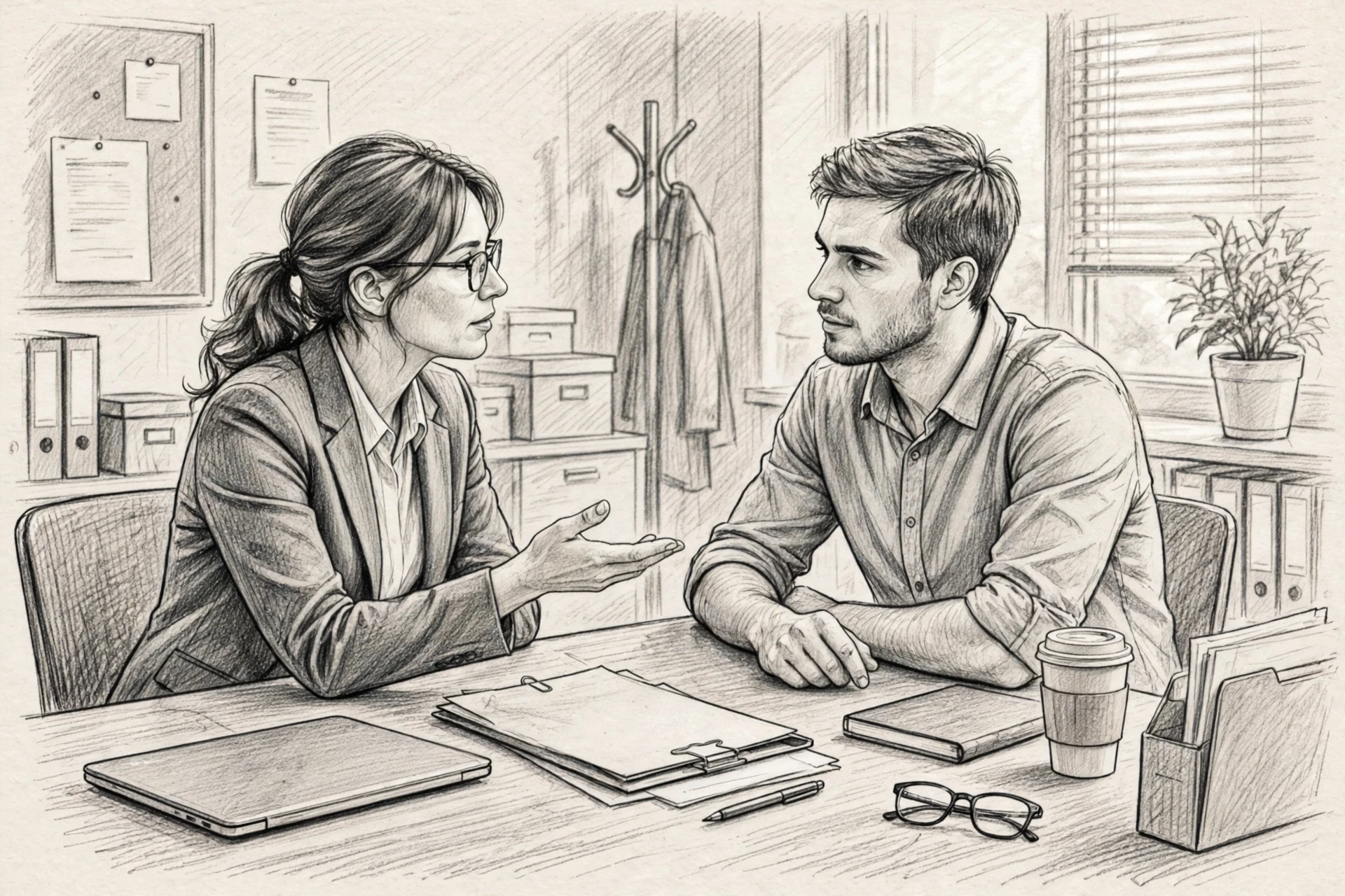 Recruitment consultant explaining screening decision to candidate