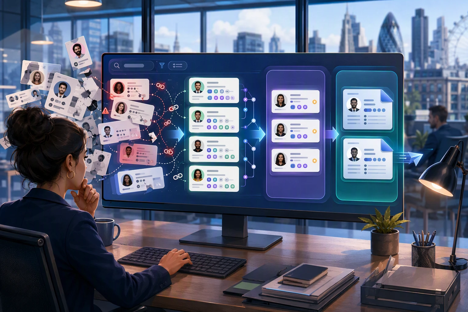 Recruiter reviewing automated candidate search workflow
