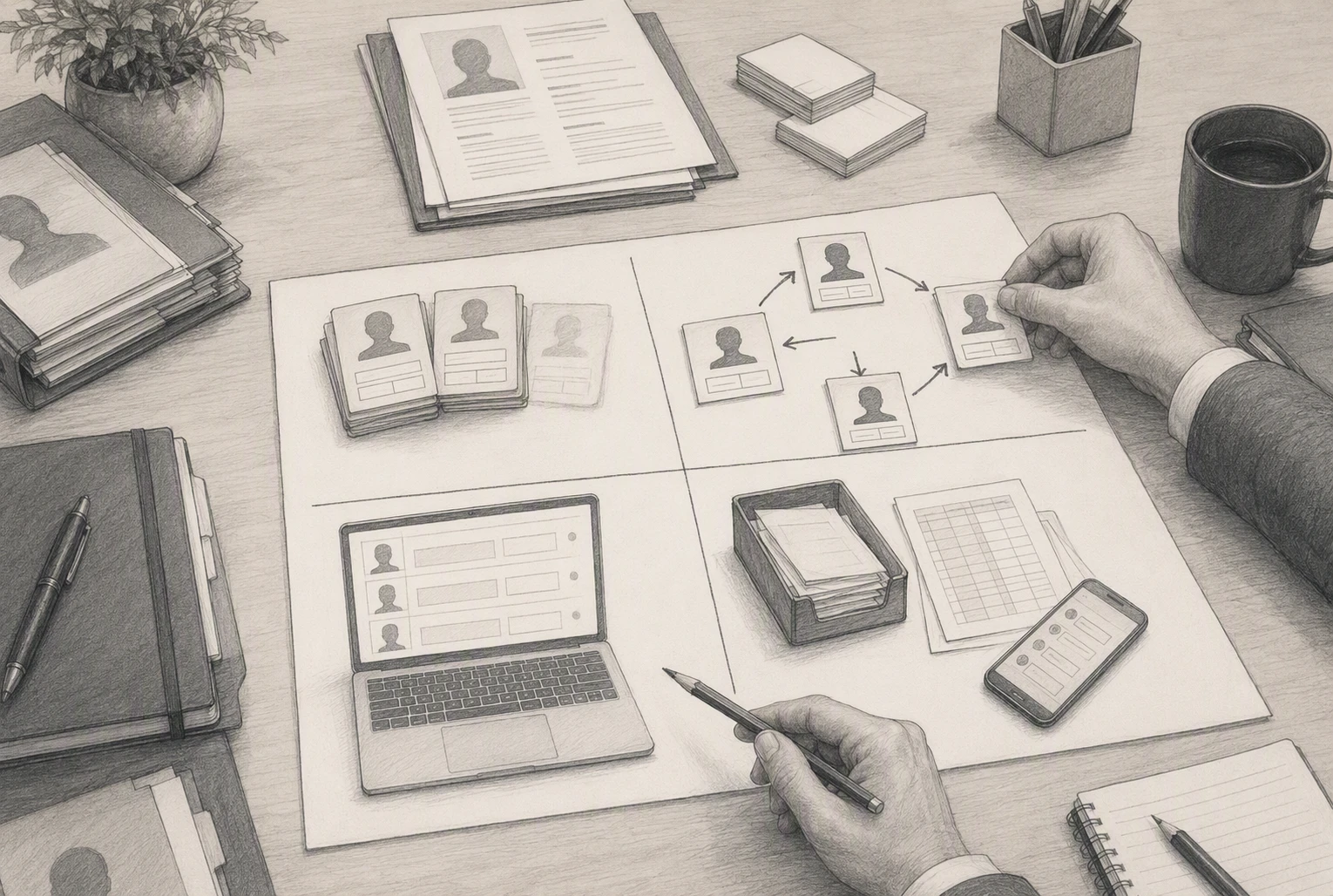 Four-part CRM diagnostic flowchart
